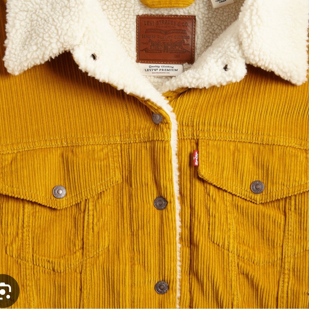 Levi's Women's Yellow Corduroy Sherpa Jacket - Picture 3 of 8